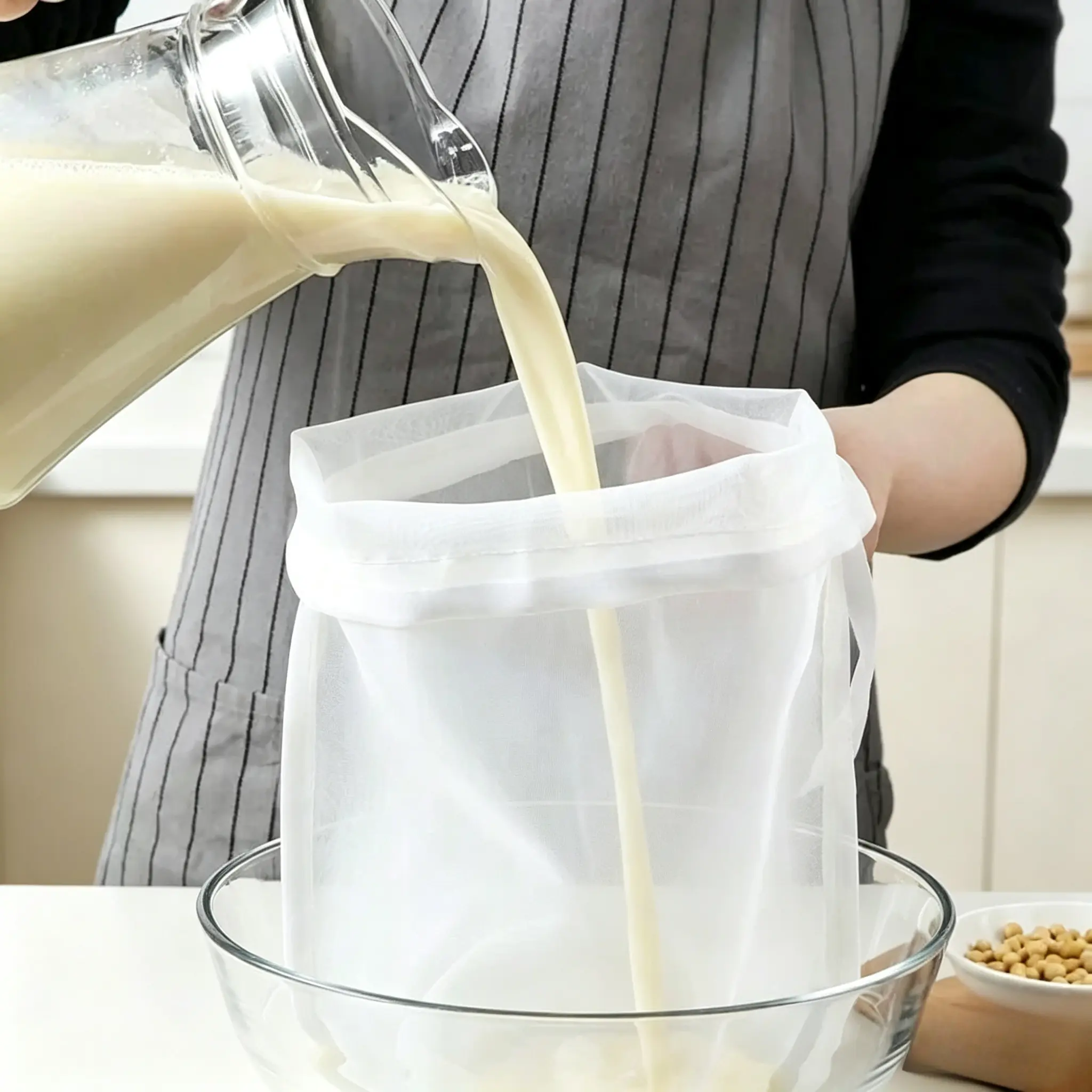 Nylon Food Filter Bag with Drawstring, 1 Count Reusable Vegetable Juice Filter Bag, Tea, Coffee and Yogurt Filter, Tea Infuser, Tea Making Tools, Kitchen Utensils & Gadgets