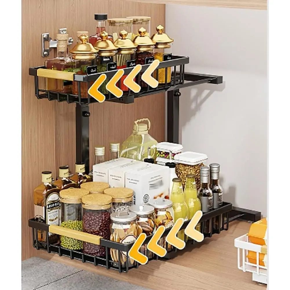 2-Tier Pull Out Under Sink Organizer, Sliding Cabinet Storage Shelf