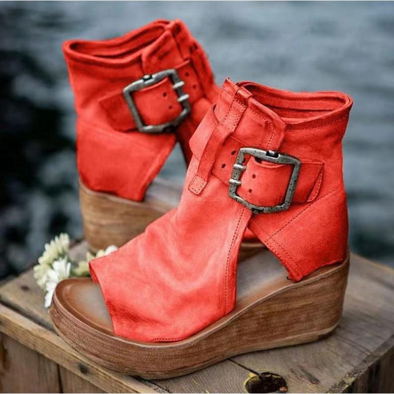Espadrile Peep Toe Wedge Sandals - Women's Casual Hollow Out Design, Buckle Decor, Flatform, Beach Party, Daily Clothing Decor kitten heels