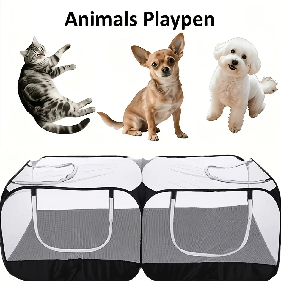 2-In-1 Dog Playpen, Cat Puppy Pet Playpen, Indoor/outdoor Cats Enclosed, Portable Foldable Playpen for Kitten, Small Animals Playpen, Enclosure