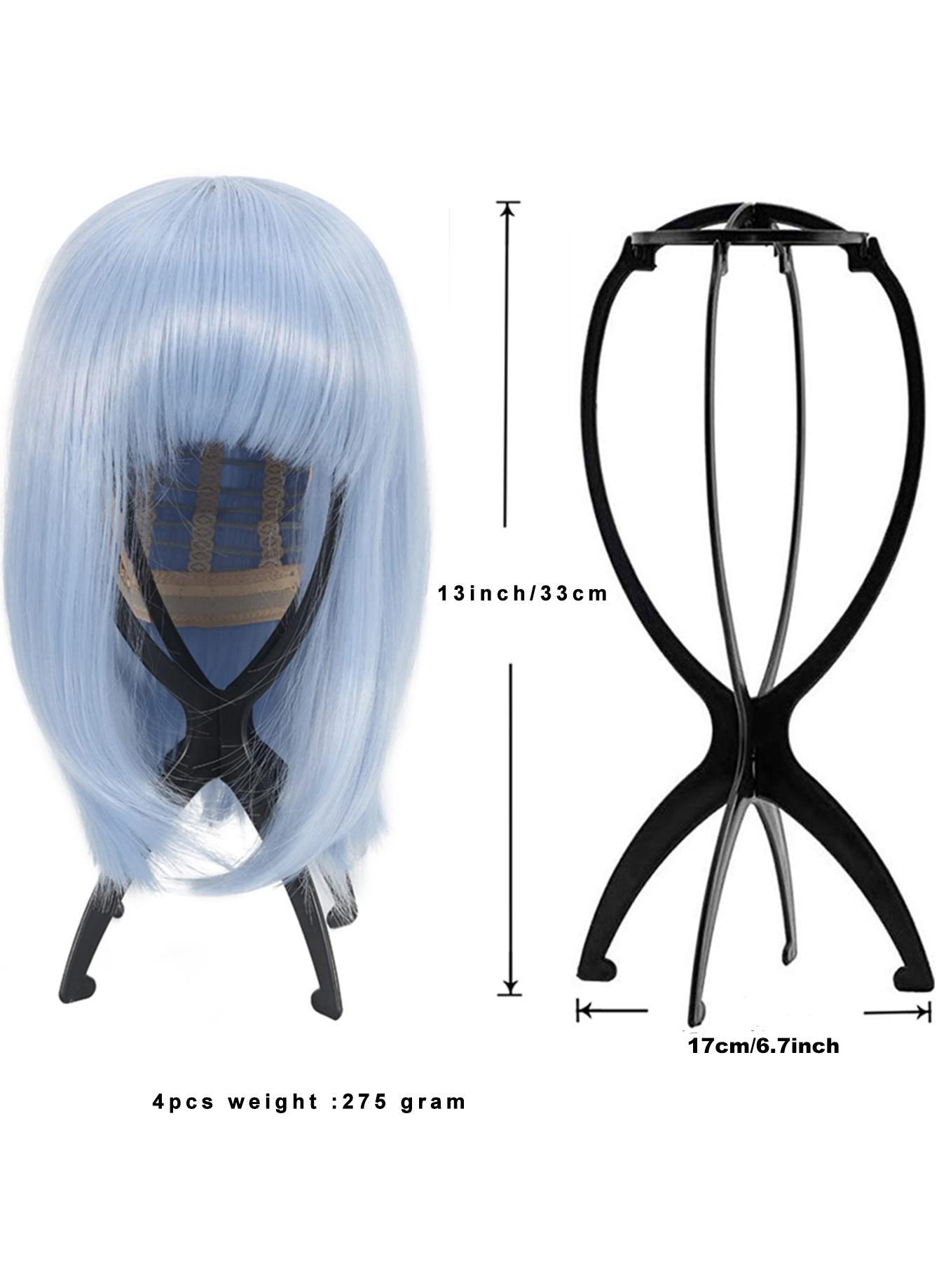 4pcs Wig Display Holder, 2024 New Stylish Portable Short Wig Stand, Wig Mannequin, Collapsible Wig Display Tool for Multiple Wigs & Hats