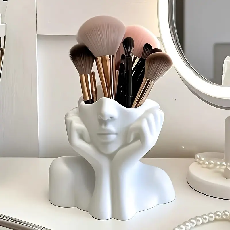 Elegant Makeup Brush Organizer Box, Brush Holder, Modern Art Design, Lightweight, No Assembly, Compatible with Brushes, Eyeliner, Lipstick, Home, Salon, Office