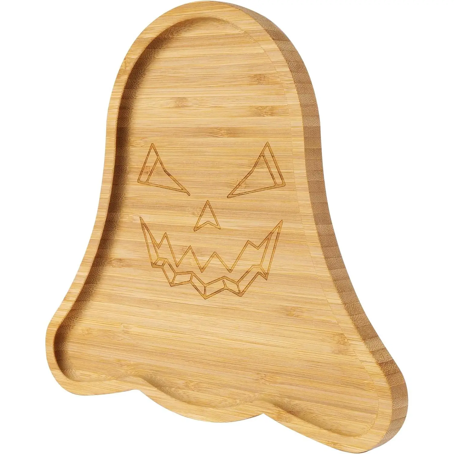 Serving Tray - Spooky  Shaped  Serving Platter,  Wooden Charcuterie Board, Snack Cheese Dish Plate for Candy, , Drinks & Holiday Party Decor (10" x 9")