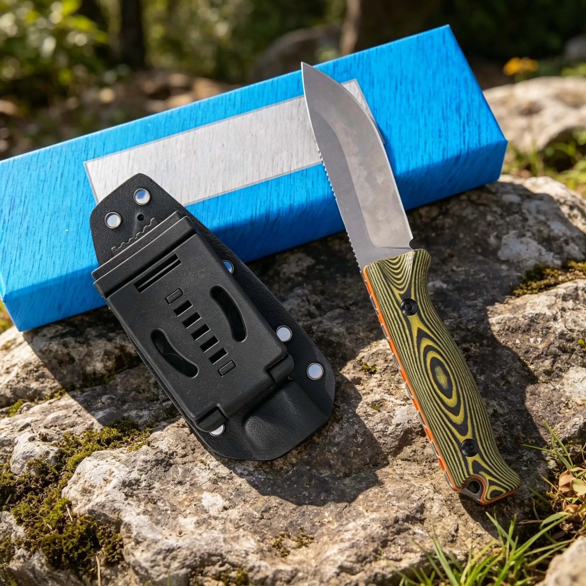 1pc 15002 Straight Knife with Sheath, High Hardness Stainless Steel Blade, Non-Slip Handle, Ideal for Camping, Hiking, Travel, Christmas Gift, Men's Gift