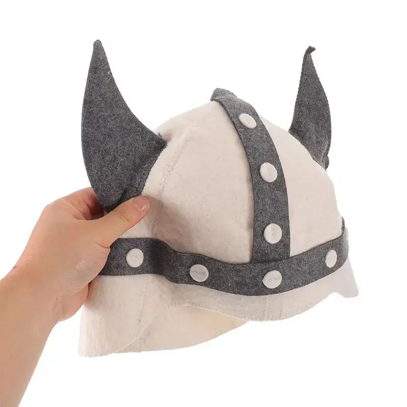 Viking Horn Sauna Hat Wool Felt Heat Protection Cap for Men Women Steam Room Banya Bath Spa Vaporarium Sauna Essentials
