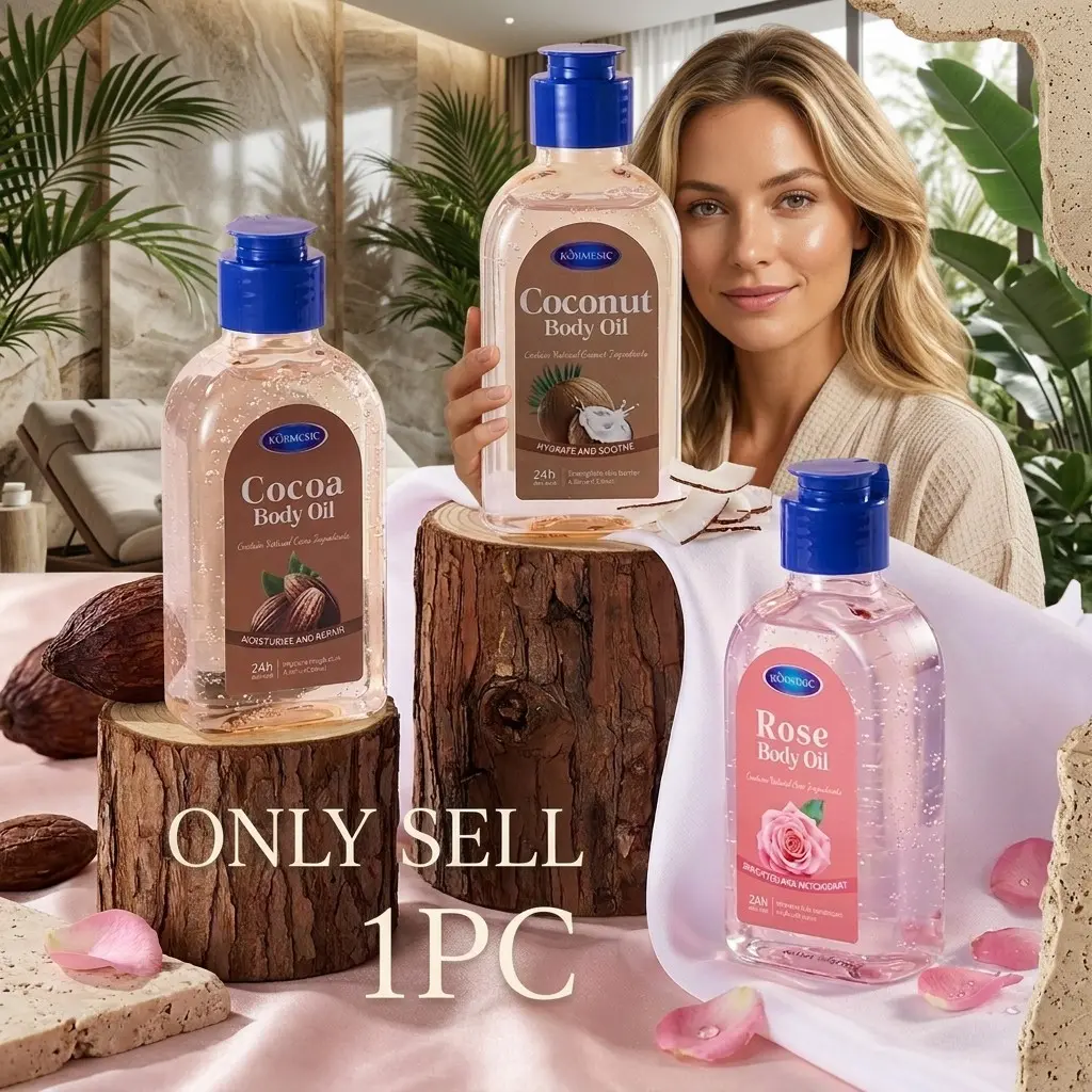 Coconut Rose Cocoa Butter Body Care Oil, Deep Moisturizing Massage Oil, Lightweight Non-Greasy, Suitable for Pregnancy and Daily Use