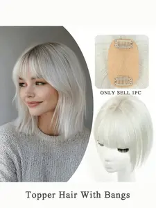 Women's Real Hair Top Replacement Piece, Natural Straight, Breathable Lace Net Base, Invisible Patch for Baldness & Sparse Hair, Human Hair Lace