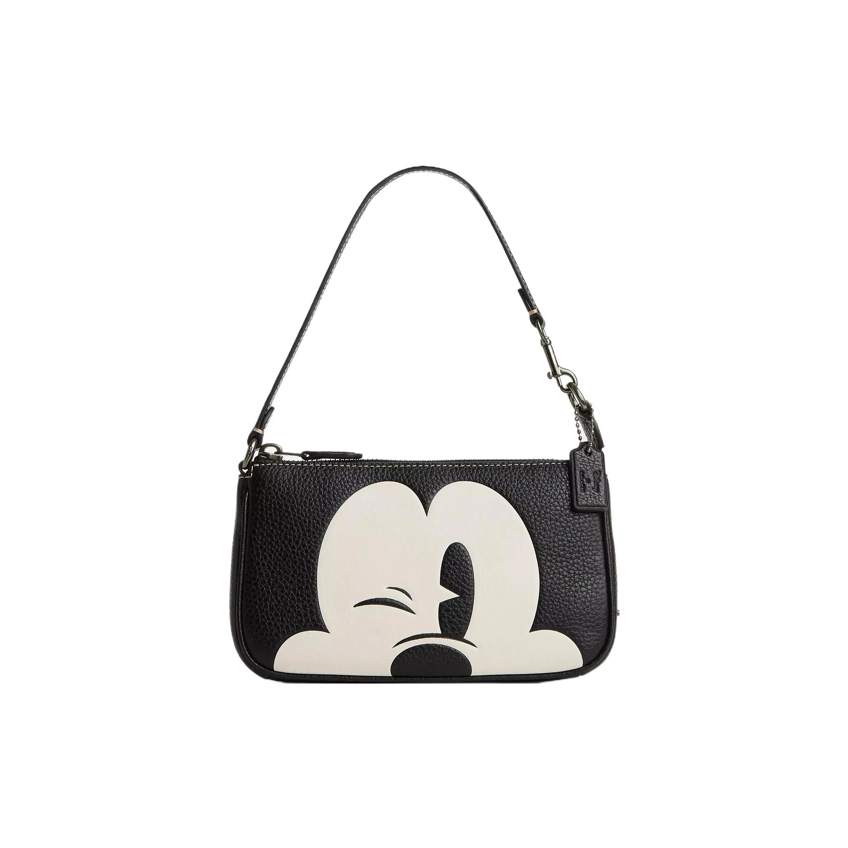 Coach x Disney Nolita 19 Small Black Pebbled Leather Crossbody Bag for Women with Winking Mickey Print