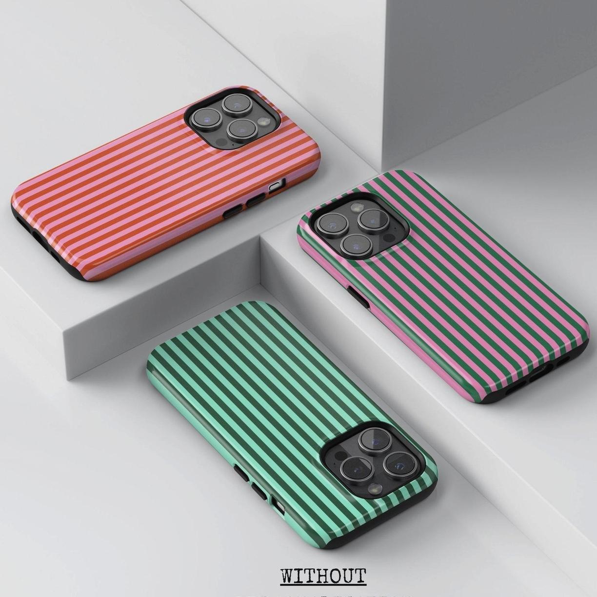 Personalized Monogram Phone Case Initial Phone Case Name Striped Summer Style Phone Case, Retro Christmas Movie Phone Case for iPhone 17 16 15 14 13 12 11 Pro Max X XS