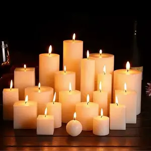 Multi-Size Ivory Scalloped Top LED Pillar Candles, Realistic Flameless Electronic Candles for Romantic Birthday Party Decor