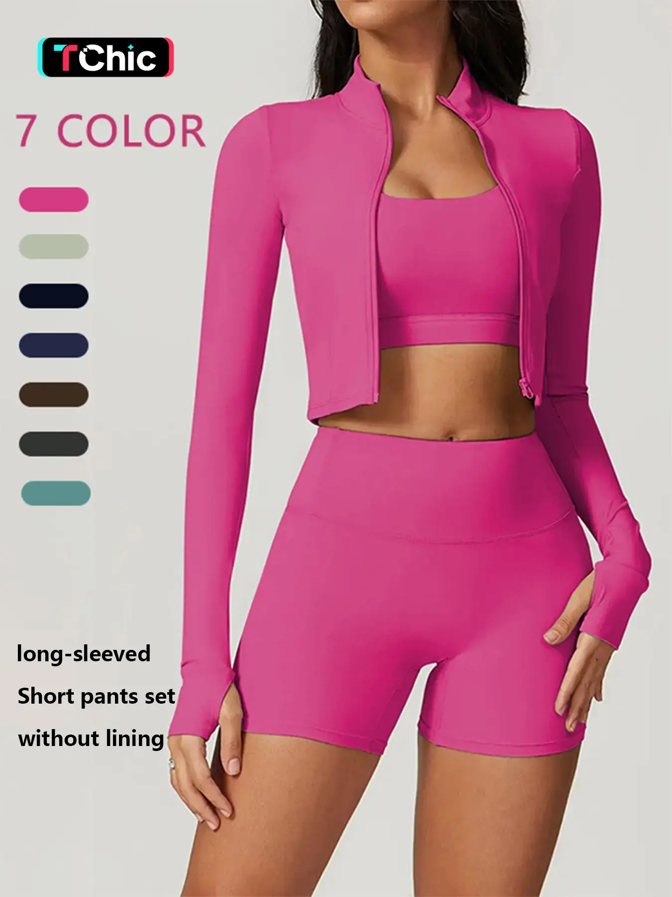 Cloud-Sensing Women’s Sports Yoga Set, Bare-Feel High-Waist Shockproof Workout Outfit, Activewear Yoga Fitness, Bodycon Workout Set with Sleeveless Top, Long-Sleeve Jacket and Shorts, Summer Fitness Outfit