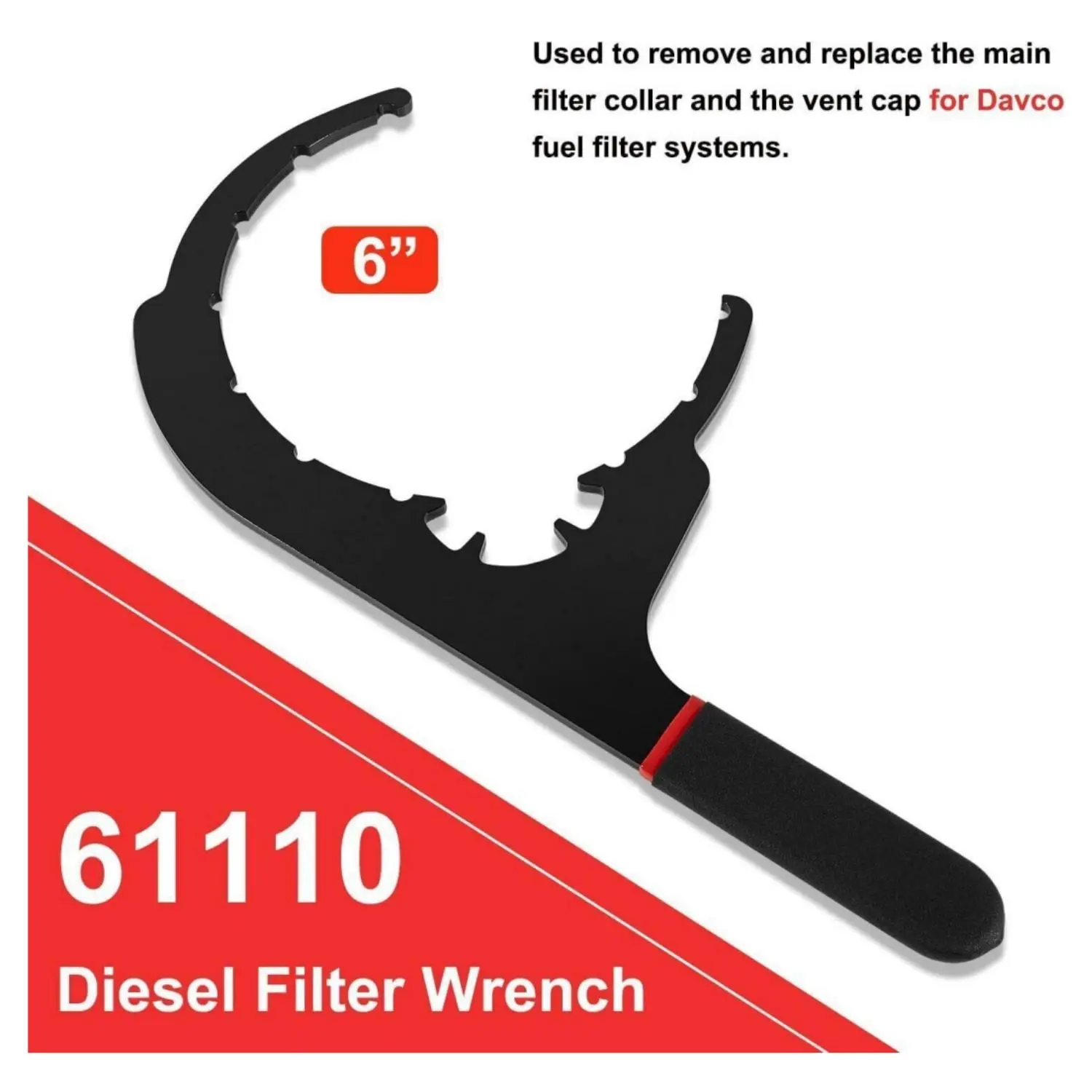 61110 Diesel Fuel Filter Wrench 6" Oil Filter Dismount Tol for Paccar, Kenworth