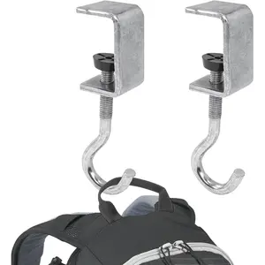2 Pack Desk Bag Holder Schoolbag Hooks Headphone Hanger Stand Adjustable Metal Under Desk Clamp Hook Mount for Portable Bag Gaming Headphones Clothes Table Hook Save Space