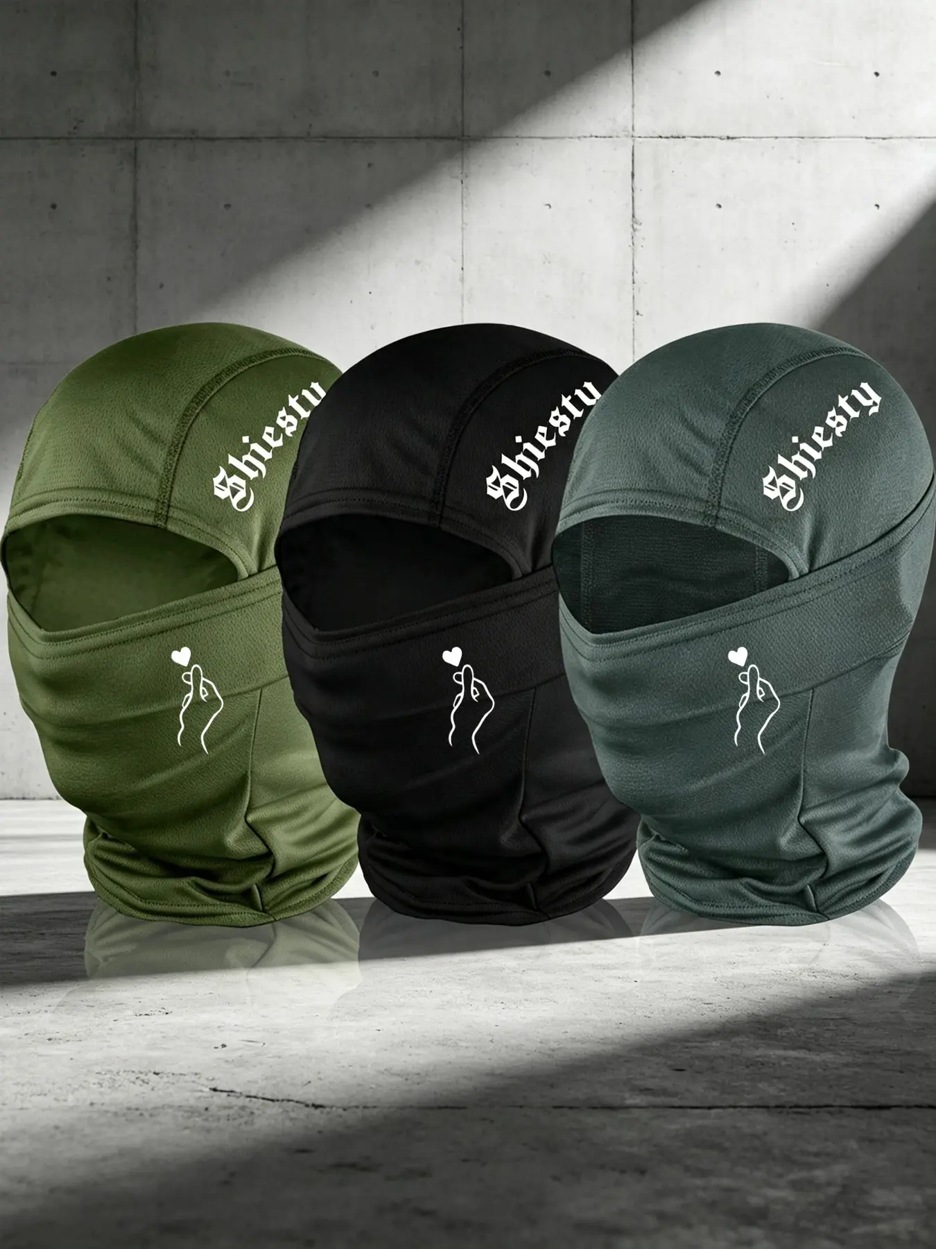 3pcs/2pcs/1pc Unisex Hip Hop Letter with Heart Printing Balaclava Mask Neck Gaiter Headwear Breathable Mask for Men Women Outdoor Sports Hiking Fishing Commuting Suitable for Daily Wear
