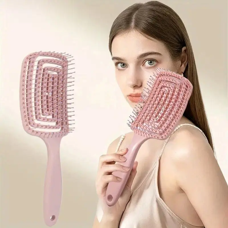 Volumizing Detangling Hair Brush, Hollow Vent Scalp Massage Comb, Lightweight Hair Styling Tool for Real Hair & Wigs, Smooth Knots & Create Natural Volume for Daily Care, Salon & Travel