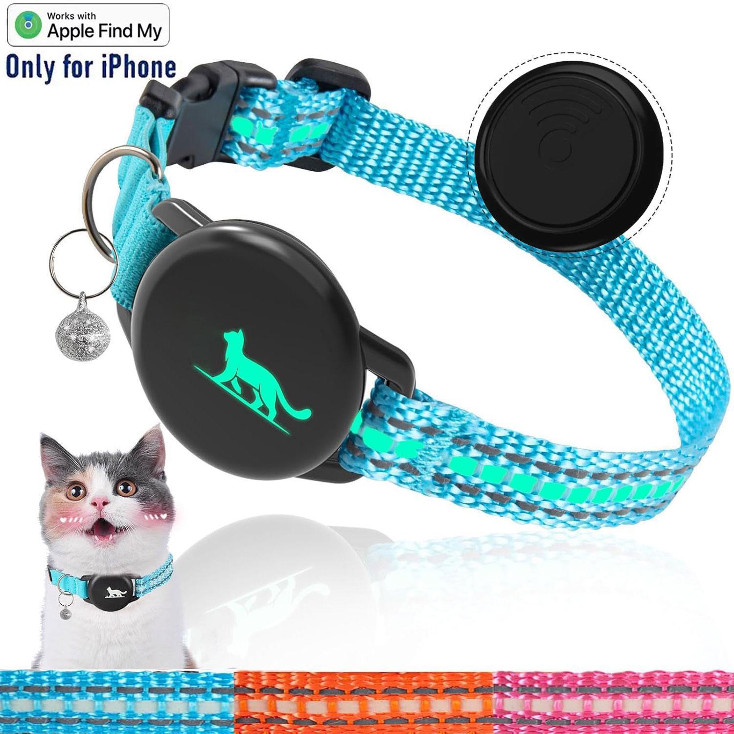 Cat GPS Tracker, Reflective Collar Tracker, Anti-lost Device, Compatible with Apple Find My Function (Only for iOS System), Pet Supplies, Harness, Reflective Strip Harness