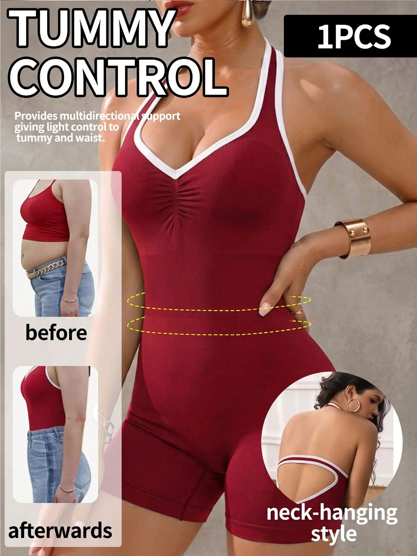 Solid Color One-Piece Yoga Suit for Women, Backless Bodycon Fitness Jumpsuit, Butt-Lifting Yoga Sports Bodysuit