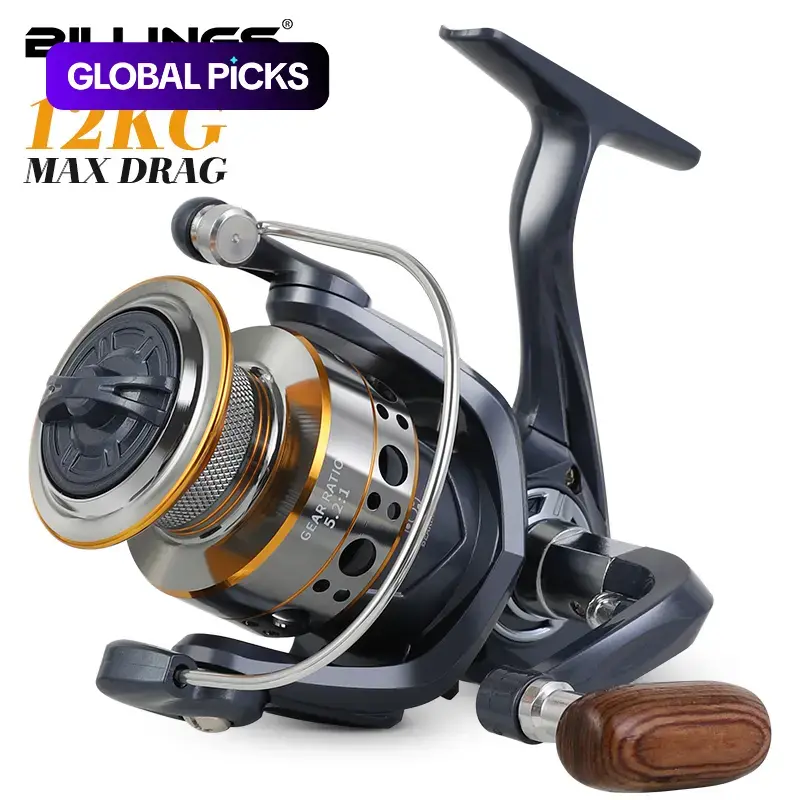 BILLINGS VK1000-7000 Series Spinning Fishing Reel, 5.2:1 Gear Ratio, 12kg/26lb Max Drag with Foldable Handle, Powerful Reel for Freshwater and Saltwater Angling, Essential Fishing Stuff