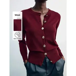 Women' S Casual Versatile Solid Color Cardigan Women Thin Cardigan Burgundy Cardigan Dark Red Cardigan Button Up Cardigan,Fall Women Clothes,Fall Clothes For Women Red Cardigan Women Womens Cardigan Long Sleeve Fabric