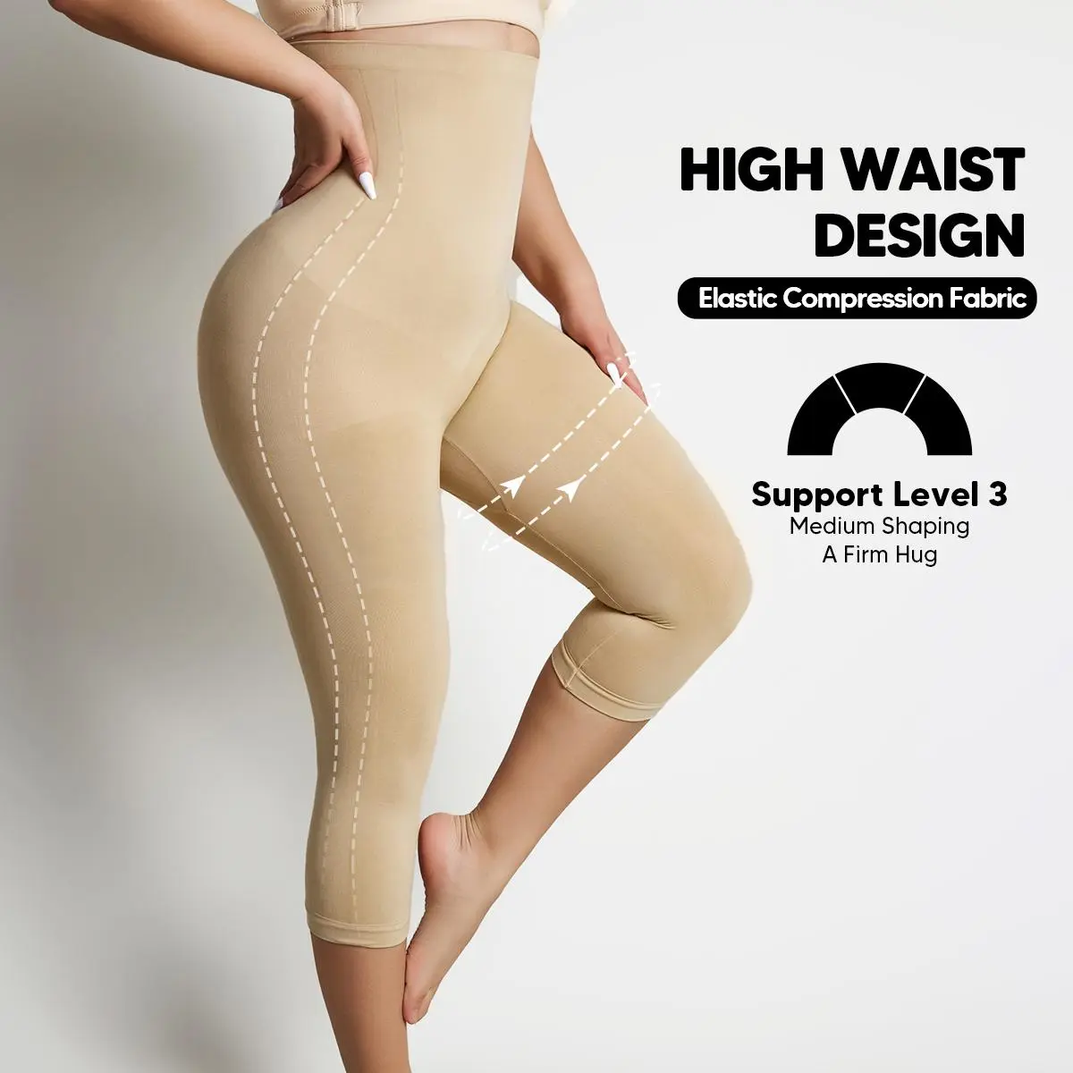 Suprenx Women's High Waist Tummy Control Shaper Shorts - Seamless Spandex Body Contouring Capri with Butt Lift & Anti-Slip Waistband, Birthday, Wedding, Shapewear, Capris