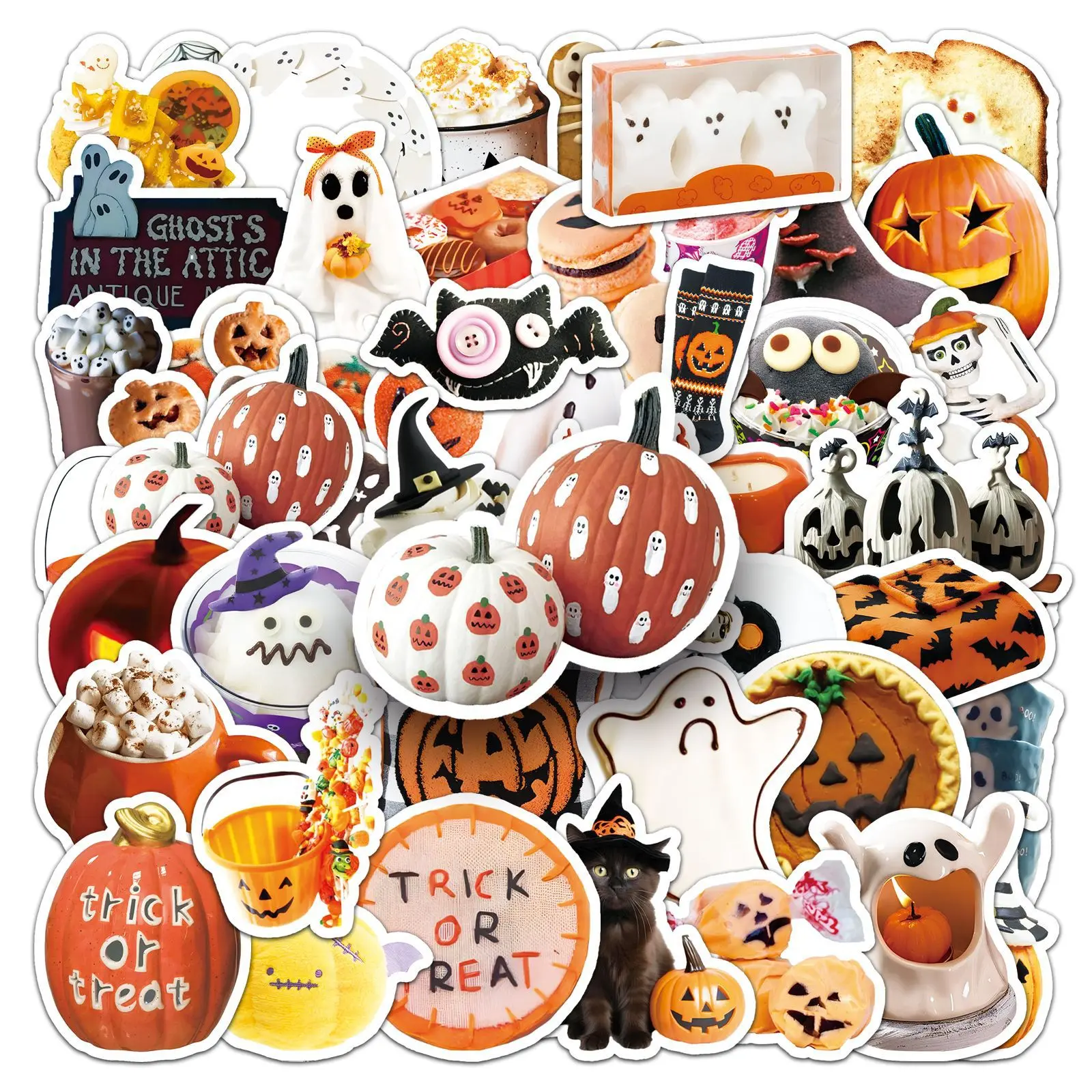 50pcs Halloween Pumpkin Skull Stickers, Office Stickers, Suitable for Scrapbooks, Diaries, Laptops, Water Bottles, Cars, Etc. A Gift with A Positive Message and A Belief-based Design.