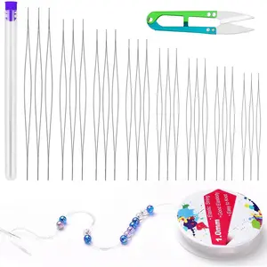 26 count Beading  Set, Beading  for Seed Beads, 24 count Big Eye Bead , 1mm/Roll Elastic String for Bracelets for  Making