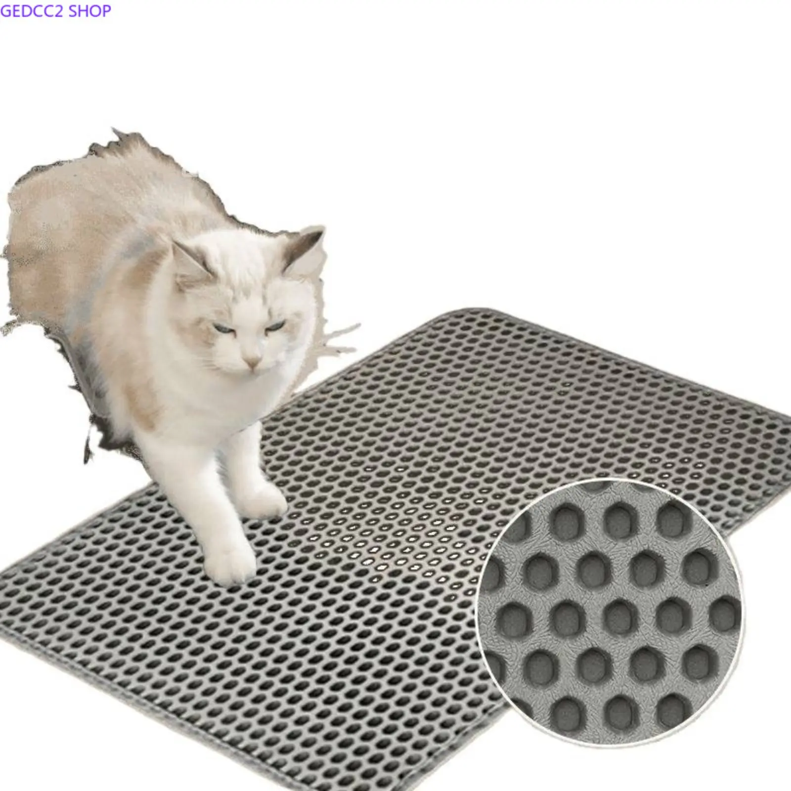 Extra Large Double Layer Cat Litter Mat, Waterproof Honeycomb Litter Tracking Pad, Easy Clean Cat Box Mat to Reduce Scattered Litter