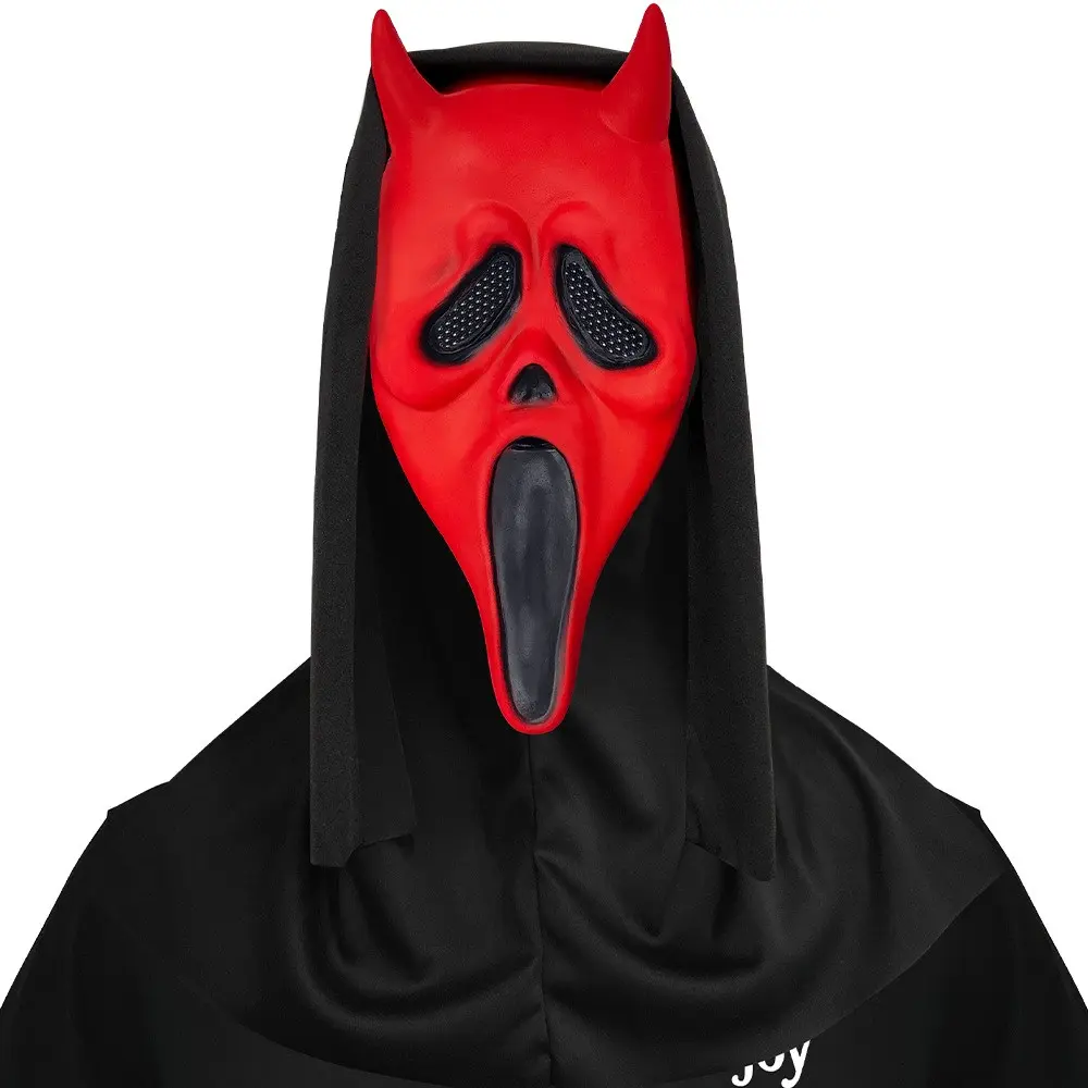 Tongue Screaming Ghost Face Mask, Realistic Horror Skull Headgear with Bloody Knife Prop, Perfect for Halloween Party, Costume Play