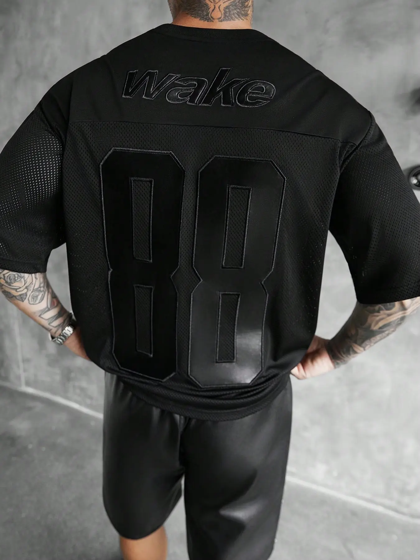 Men's Casual Patchwork T-Shirt, American Football V-Neck Mesh Design, Semi-Transparent, Breathable, Trendy Everyday Wear