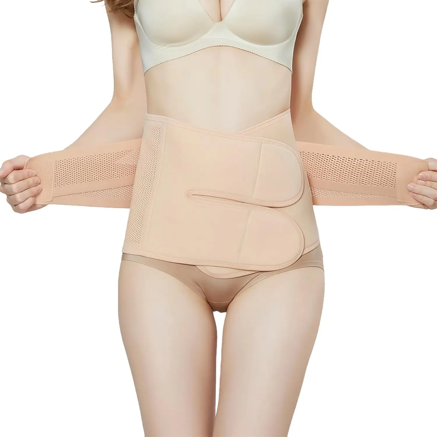 Breathable Adjustable Elastic Abdominal Binder Postpartum Belly Waist Slimming Shaper Support Girdle Belt Post Pregnancy Recoery Abdomen Belt Corset Belt Staylace for Waist Circumference 33-37in