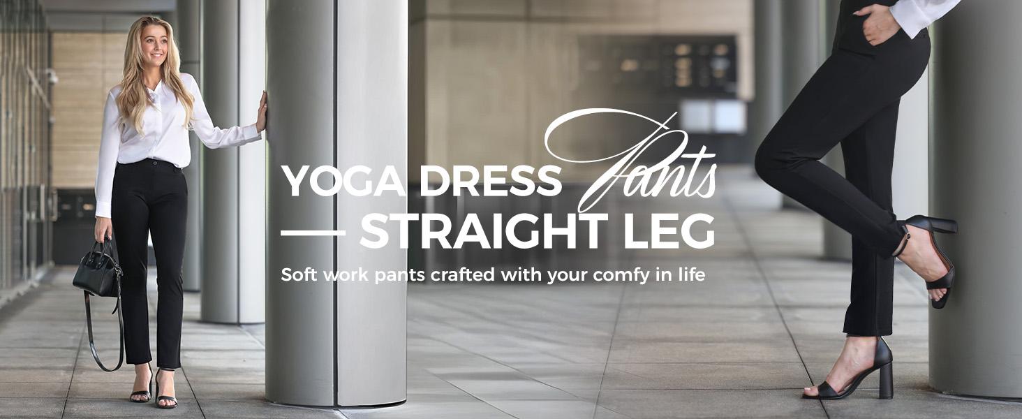 2026 Women's Yoga Dress Pants Straight Leg Work Slacks Stretchy Office Casual 4 Pockets Belt Loops 28"/29"/30"/31"/33"