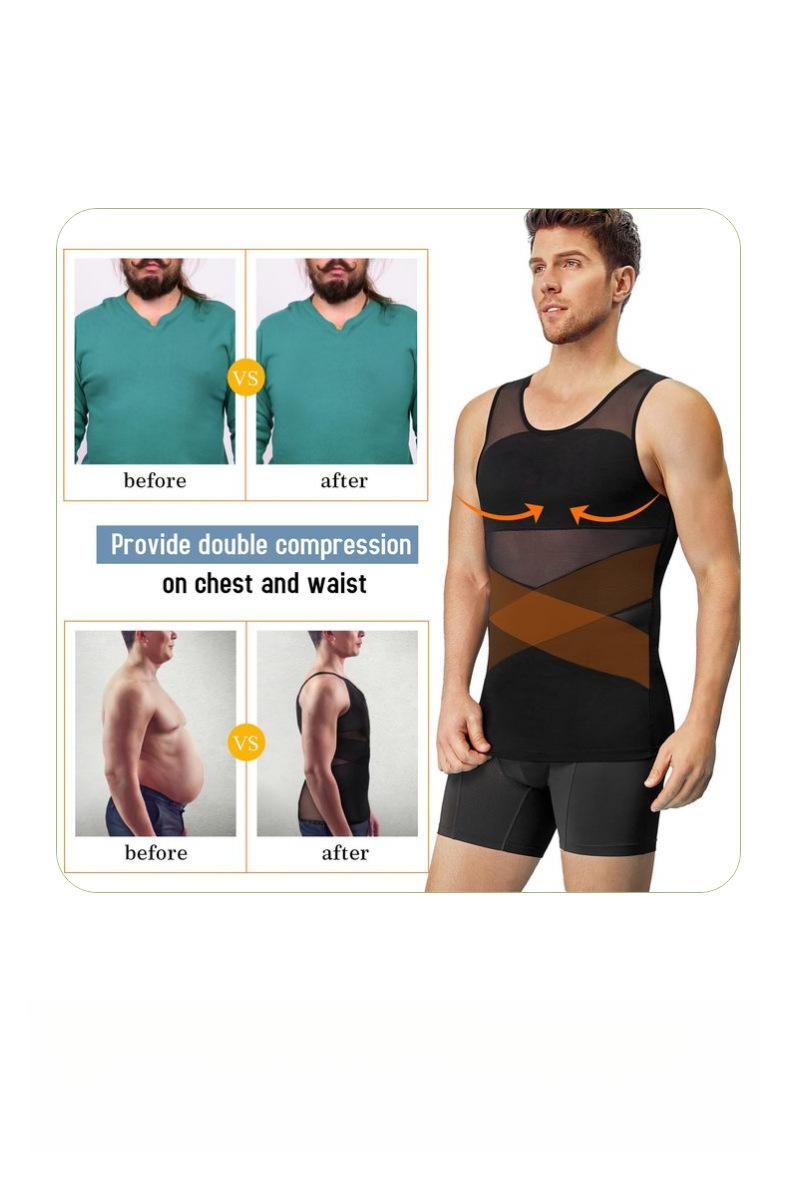 Men's Slimming Vest High-Elastic Mesh Thin Chest Shaper Tummy Control Top