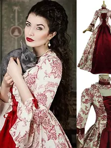 New Long Sleeve Printed Court Dress, Elegant Evening Gown, Bell Sleeve, Fashionable Plus Size, S-4xl, All Seasons