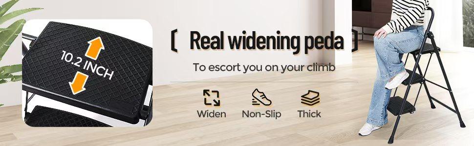 Step Ladder 3 Step Folding Step Stool for Adults 500lbs Capacity Sturdy Step Stool with Anti-Slip Pedals Perfect for & (3-Step)