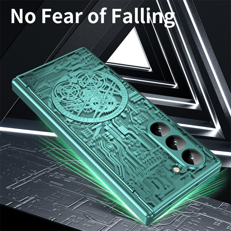 360° Full Protection Electroplated Hinge Protective Cover Compatible with Samsung Z Fold 7/6/5/4/3, Integrated Built-in Screen Protector