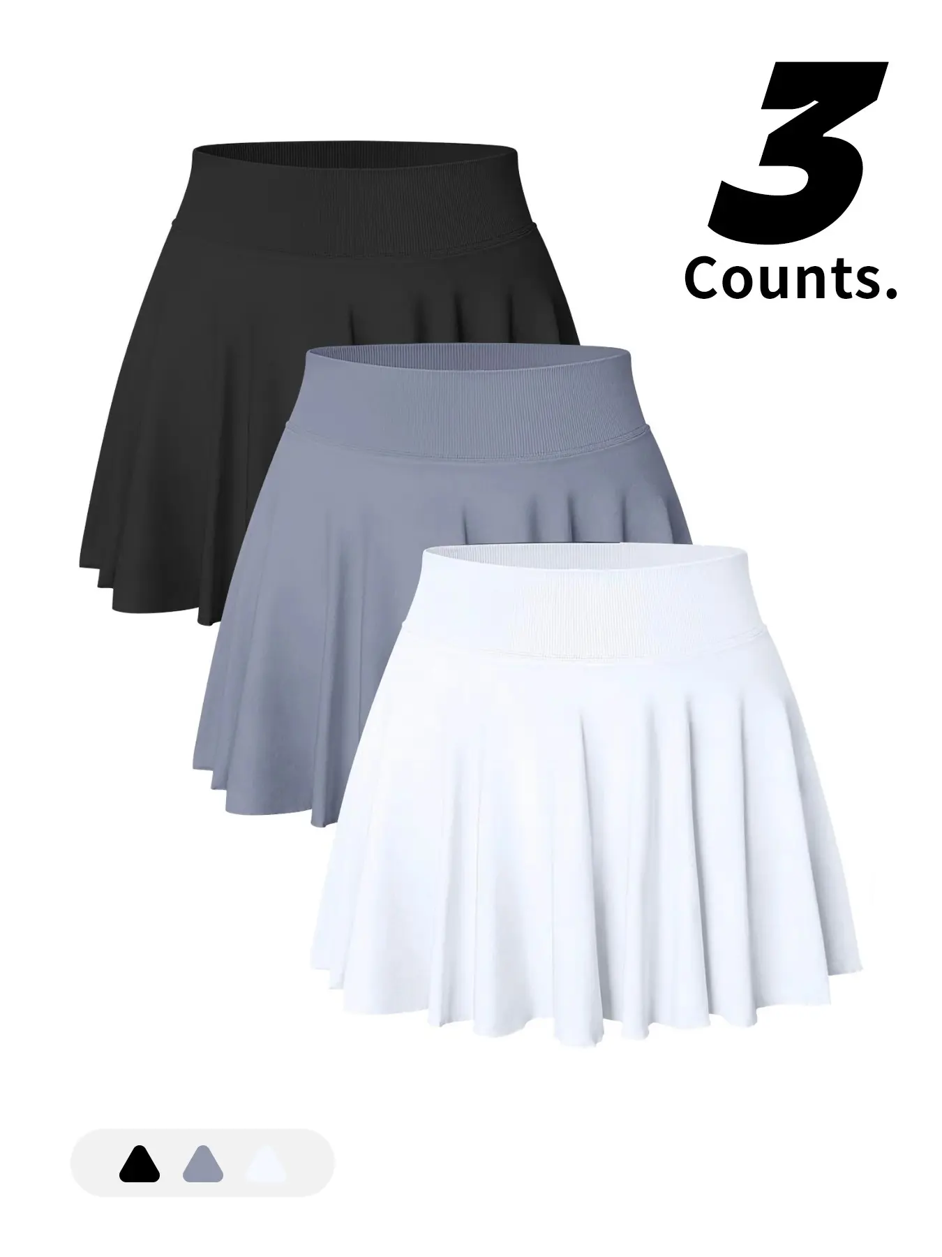 Three-Piece Women's High-Waisted Two-In-One Pocket Skirt Pants, Comfortable Butt-Lifting Sports Skirt Pants, Solid Pocket Skorts, Ideal for Gym and Daily Wear