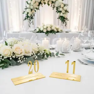 Wedding Table Number with Bracket, Event Table Number, 1 Set Elegant Digital Durable Acrylic Table Number Sign Signage, Suitable for Reception, Birthday, Anniversary, Wedding Center Decoration