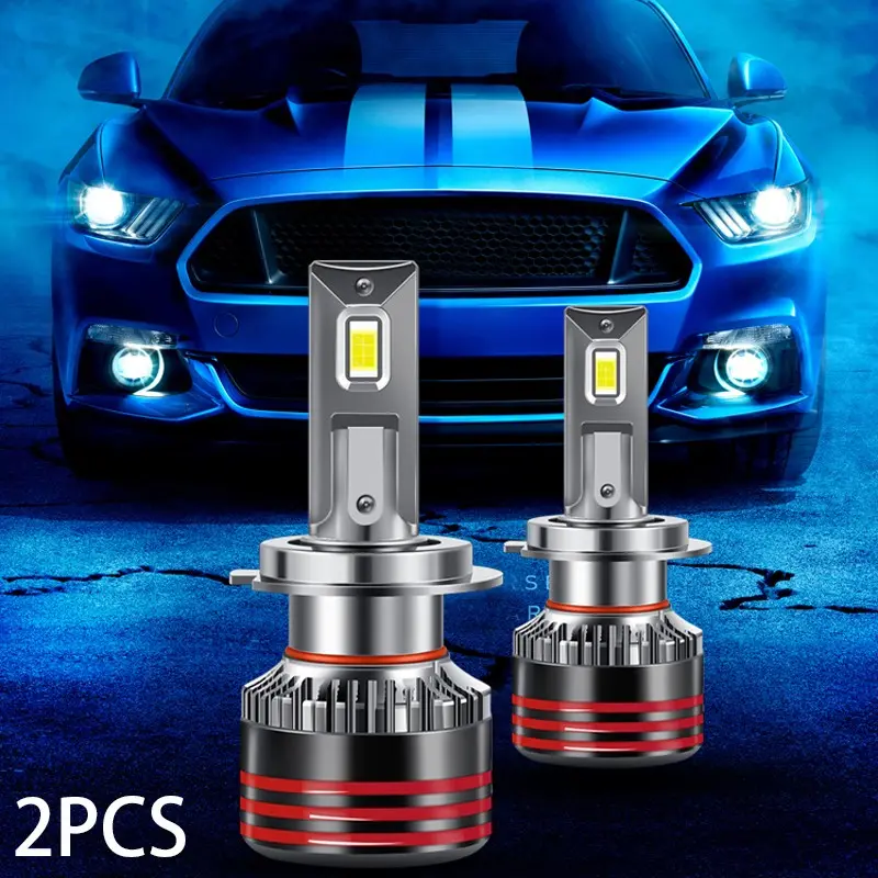 110W 3570 LED Chip Car LED Headlight Bulbs 6000K Pure White Waterproof Auto Headlamp with Silent Cooling Fan, Fit H1 H4 H7
