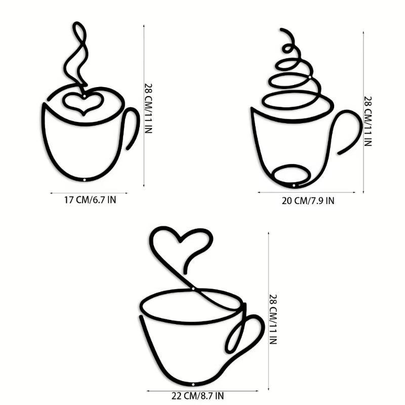 Coffee Cup Pattern Wall Art, Hand Drawn Artwork, Unique Artwork, Vintage Coffee Cup Wall Decor, Decoration, Charming Kitchen Decor for Stylish Home Interiors