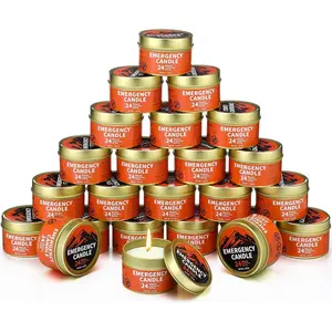 24 Pcs Emergency Candle Bulk 24 Hours Long Burning Survival Soy Wax Candles for Power Outages Camping Hunting Outdoor Activities (Gold)