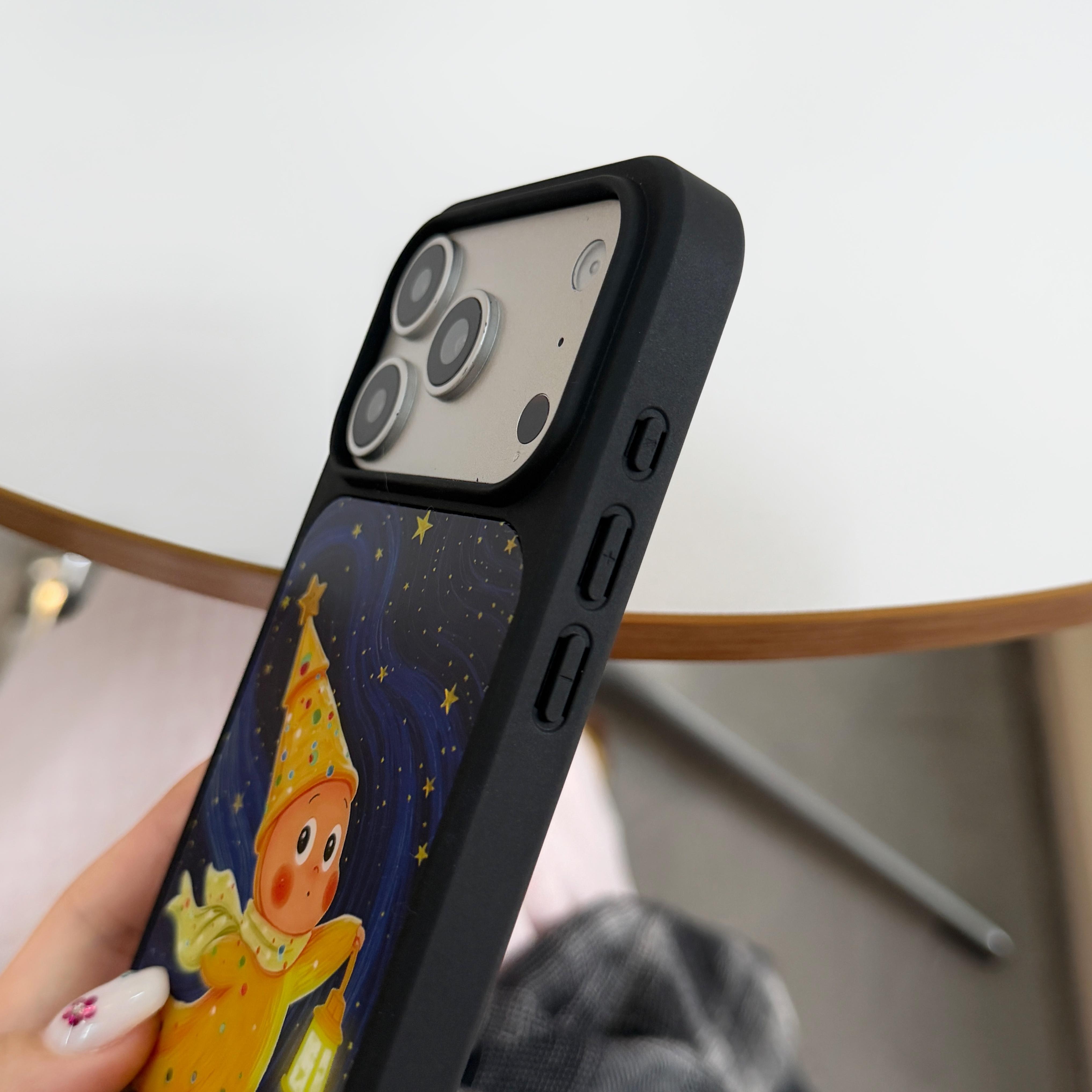 Luxury Gilded Star Character Rotatable Phone Case for iPhone 17 Pro Max 16 Pro Max 15 Pro, Stylish Full Body Protective Shell for Girls