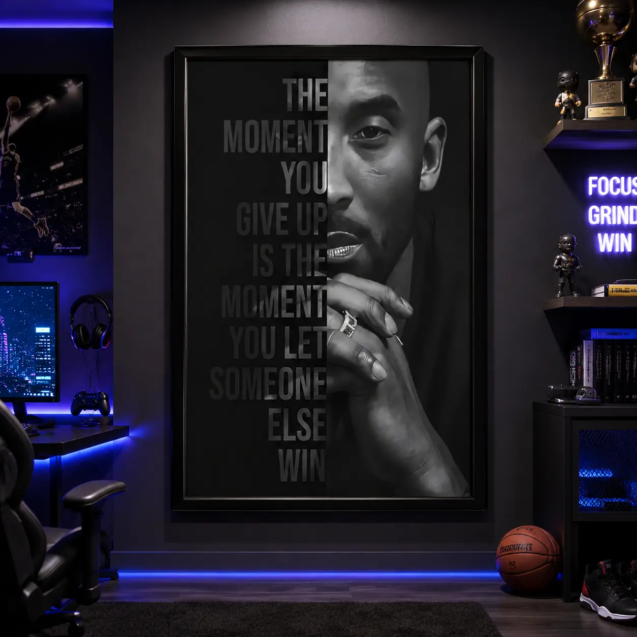 Kobe Bryant Motivational Canvas Print Poster, Black Mamba Quote, Inspirational Office Bedroom Living Room Gym Decor, Basketball Lovers, Art Prints, Graphic Prints, Framed Canvas, Basketball Wall Decor, Man Cave Decor, Sports Fan Gift, Posters Room Decor