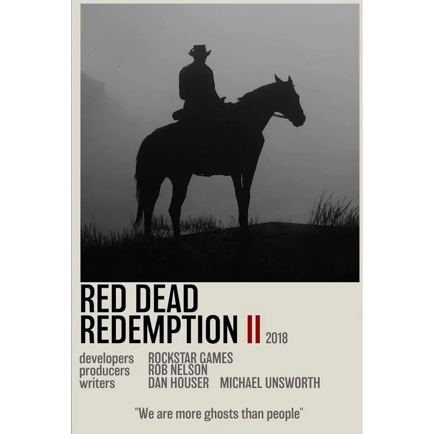 Red Dead Redemption 2 Poster, RDR Posters, Video Game Poster, game poster, collectible gift, game enthusiast poster, player poster, suitable for bedroomliving roomgame room