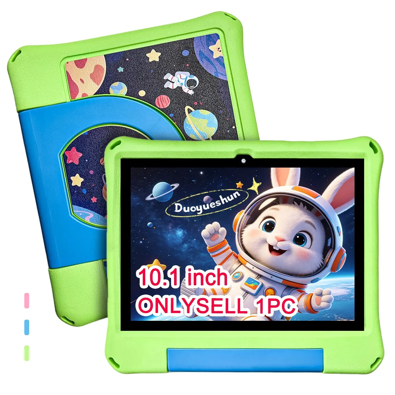 10.1 Inch Android Kids Tablet, Touchscreen Android Tablet, Thin Portable with Shockproof Case, 5G WiFi, HD IPS Screen, Bluetooth Front & Rear Cameras, Smart Parental Control for Cartoons Online Classes Games, Pink Blue, for Daily Use & Gifts