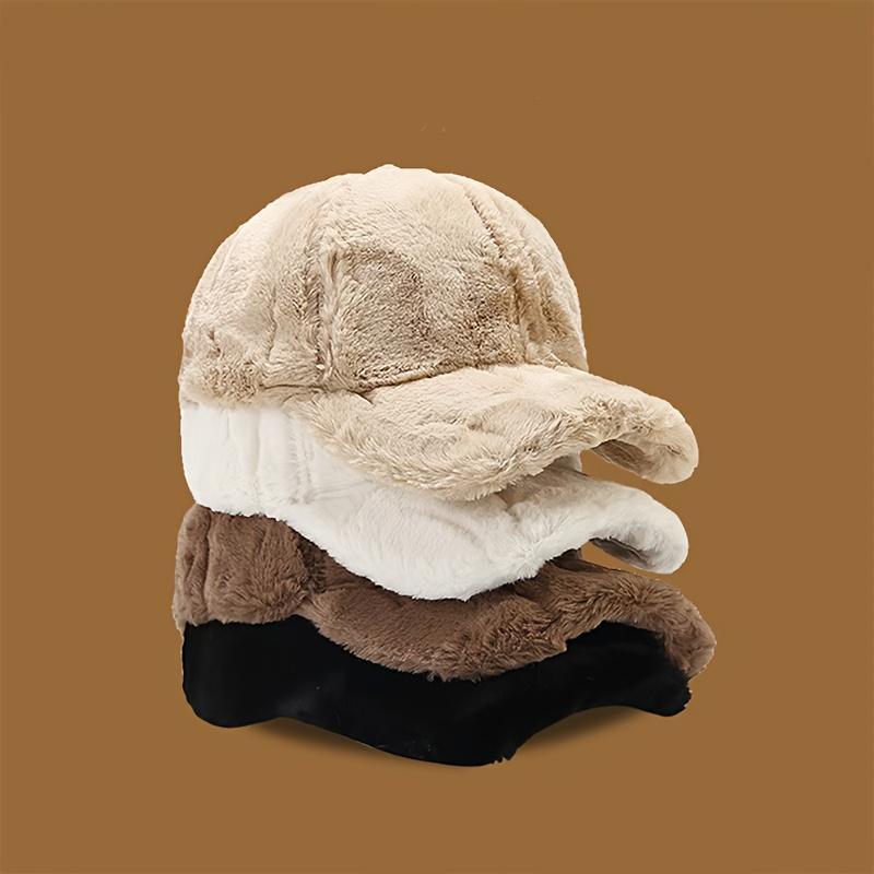 1pc Winter Warm Faux Wool Velvet Beanie - Adjustable Soft Solid Color Design - Cozy Casual Winter Hat - Essential Festive Headwear for Cold Seasons & Daily Warmth Needs
