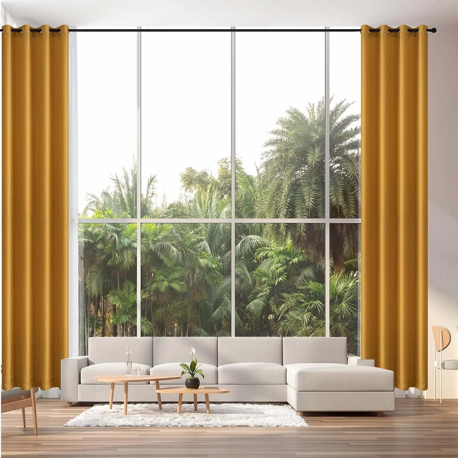 Curtains for Living Room Yellow Semi Sheer Extra Long Linen Drapes 52x240 Inches Custom Made for Tall Ceiling to Floor Window 2 Story Curtain (20ft) 1 Panel