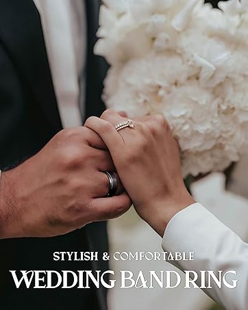 CASSIECA Tungsten Wedding Rings for Men Women 8MM Mens Wedding Band Black/Silver/Gold Matte Surface Polished Edge Engagement Promise Ring Comfort Fit 6-14 High Quality Materials Sturdy Durable Hypoallergenic