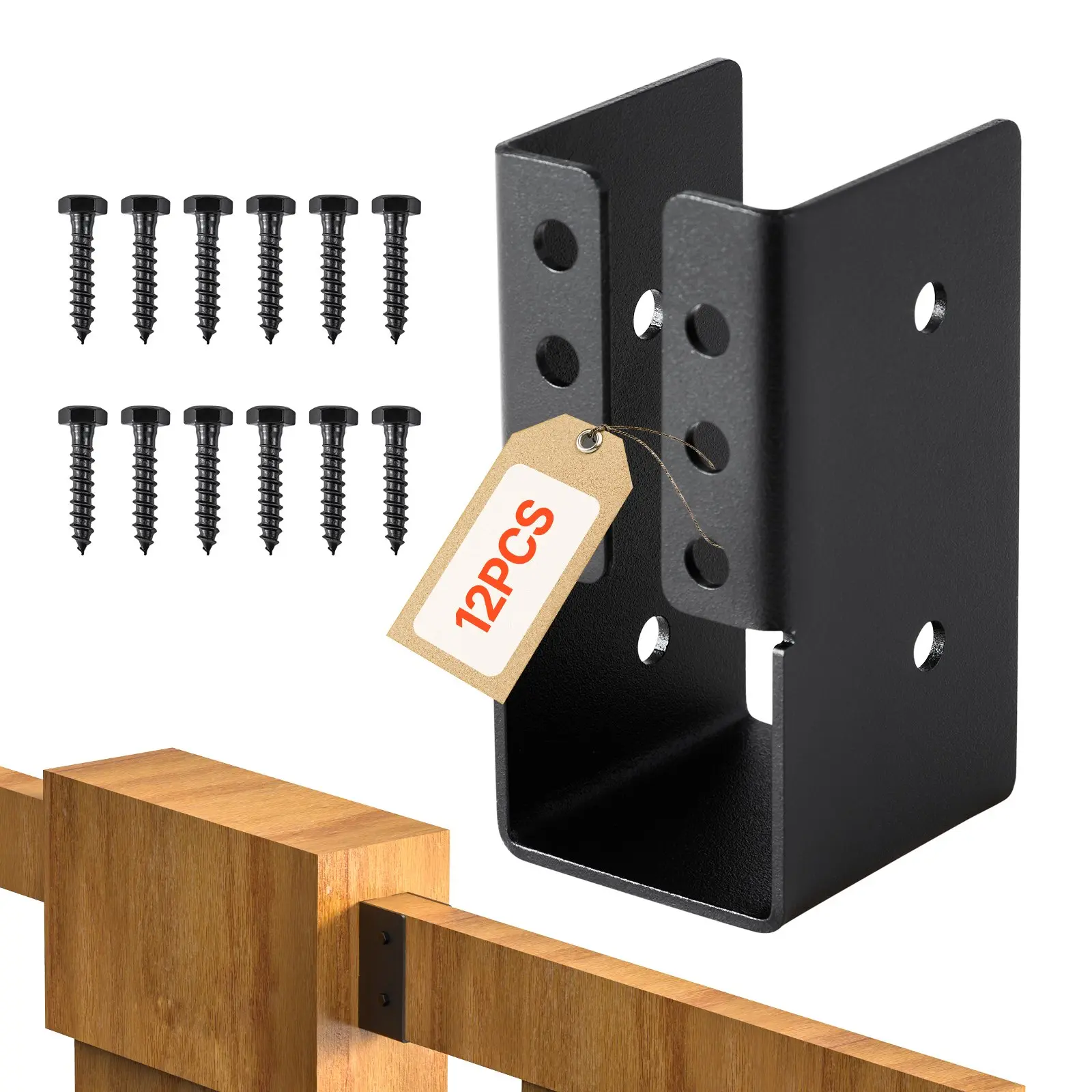 VEVOR Concealed Joist Hanger, 2x4 Inch Outdoor Concealed-Flange Joist Bracket with Screws, Steel Light Joist Hangers for 1.93x 3.62 Inch/ 49x 92 mm Beam, Swing, Fence, Wooden Slides, 12 Pcs