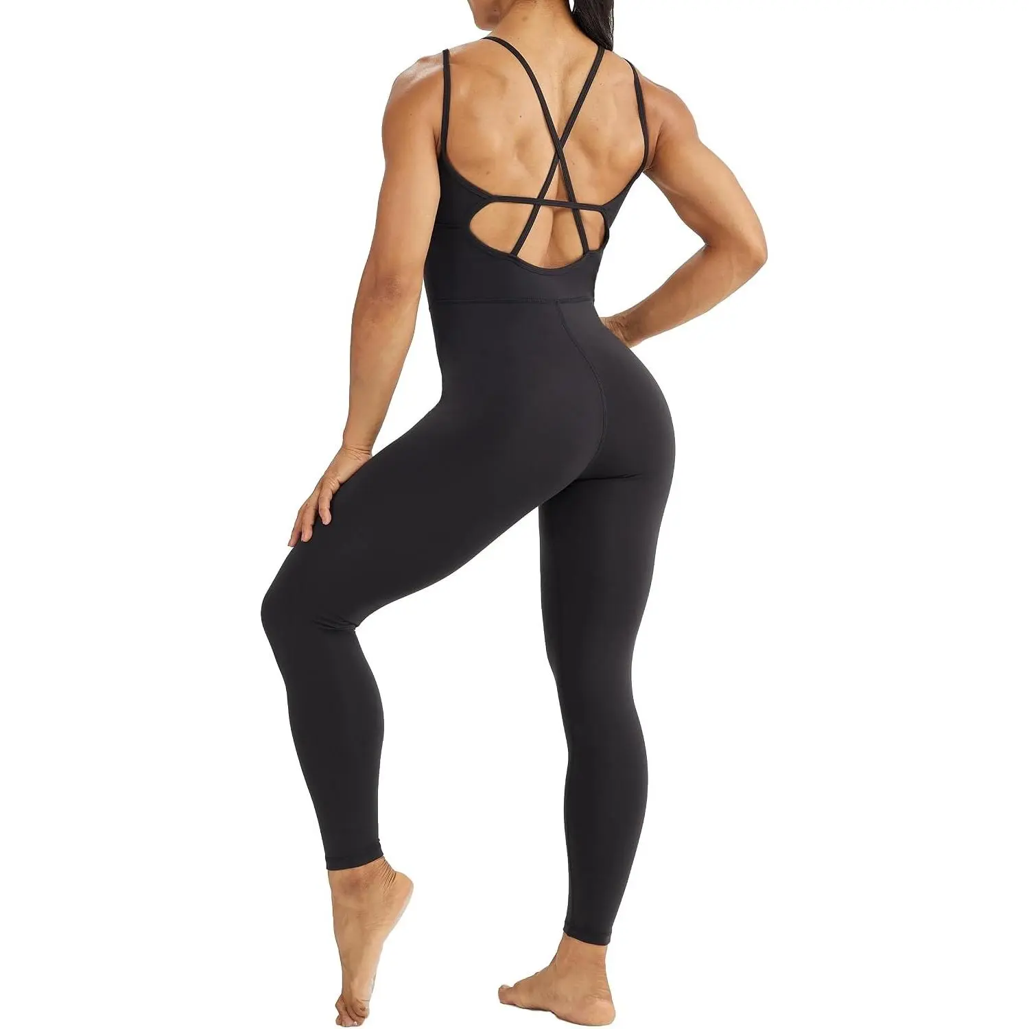 Women's Sleevesless Bodysuit Dance Unitard, Backless Bodycon Rompers Jumpsuits for Workout Yoga