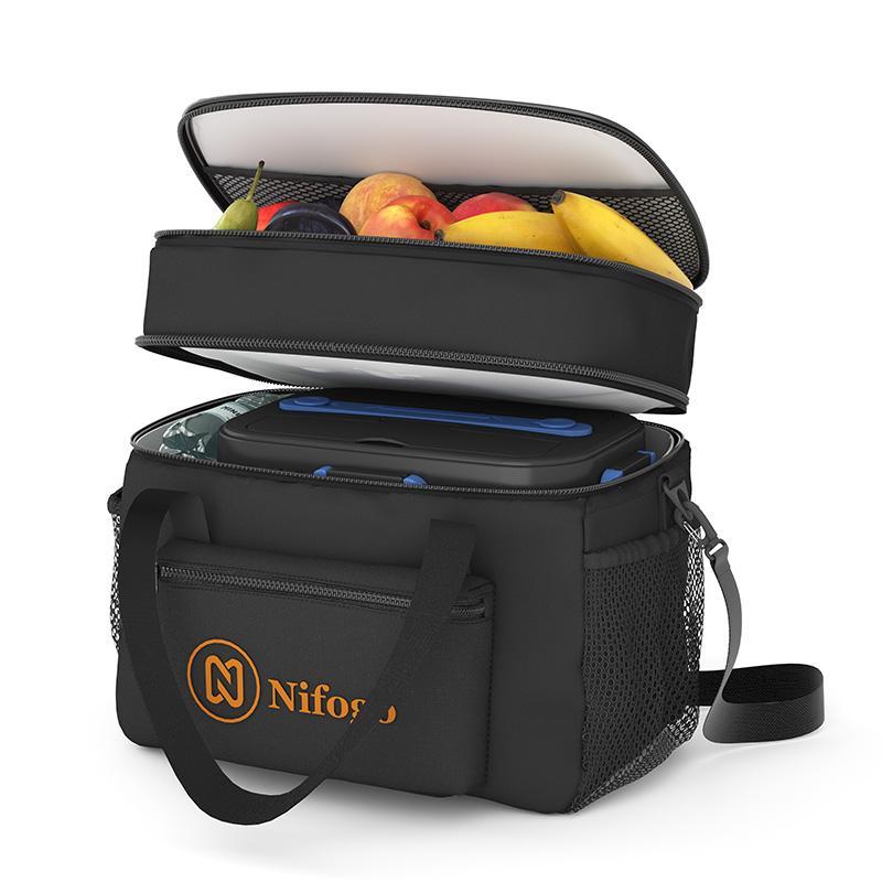 Lunch Bag Double Deck Multi functional lunch bag 15L- Leakproof Insulated Soft Large Adult Insulated Lunch Bag, Holds Anything Insulated Bag, Tote fit  fresh large lunch bag lunch box tote bag